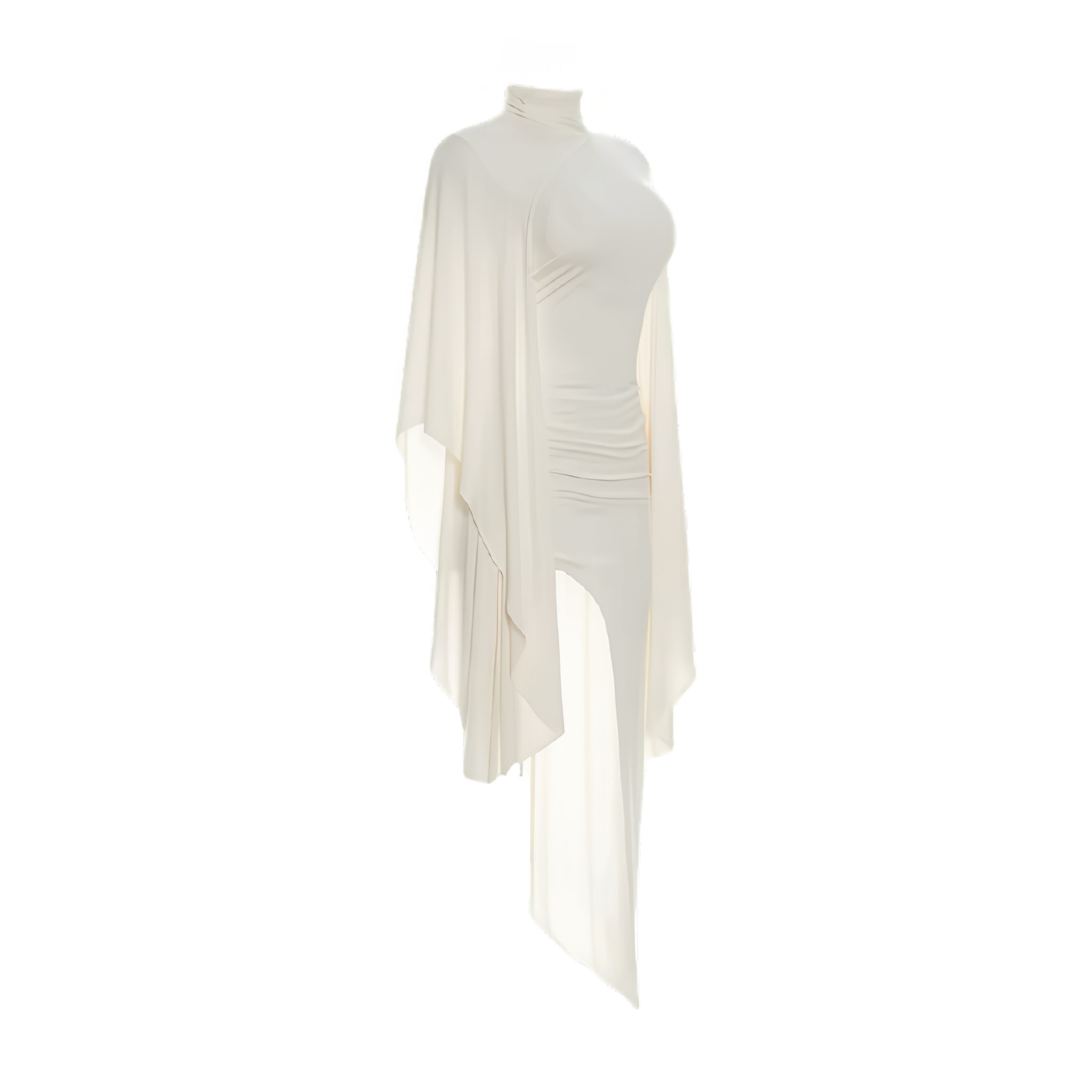 Solène Asymmetric Draped Maxi Dress – Ivory