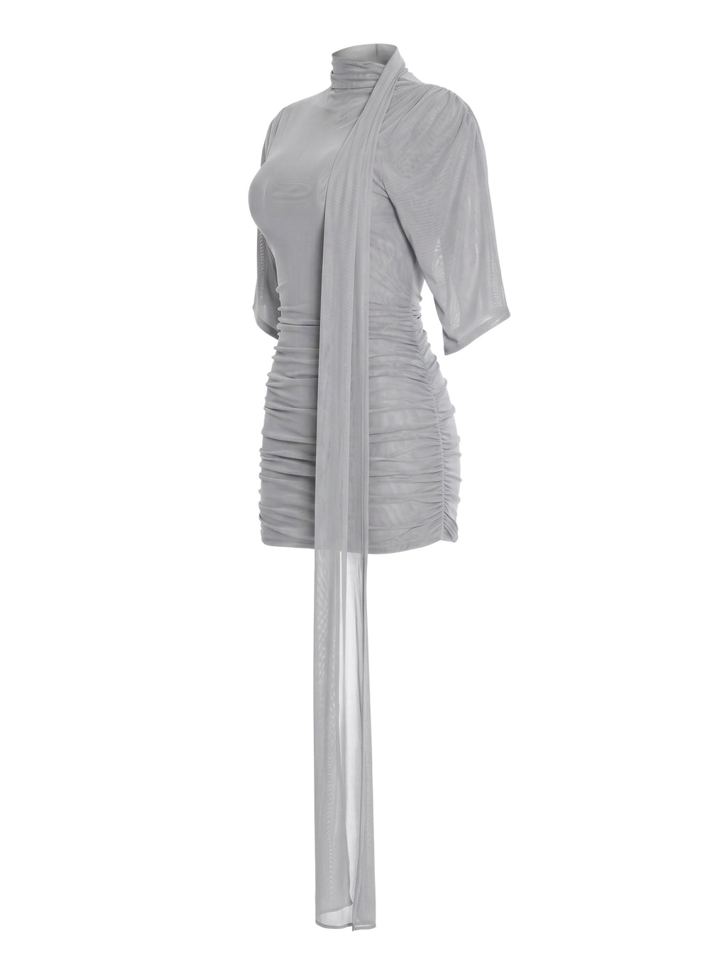 Slated Ruched Mini Dress – Grey