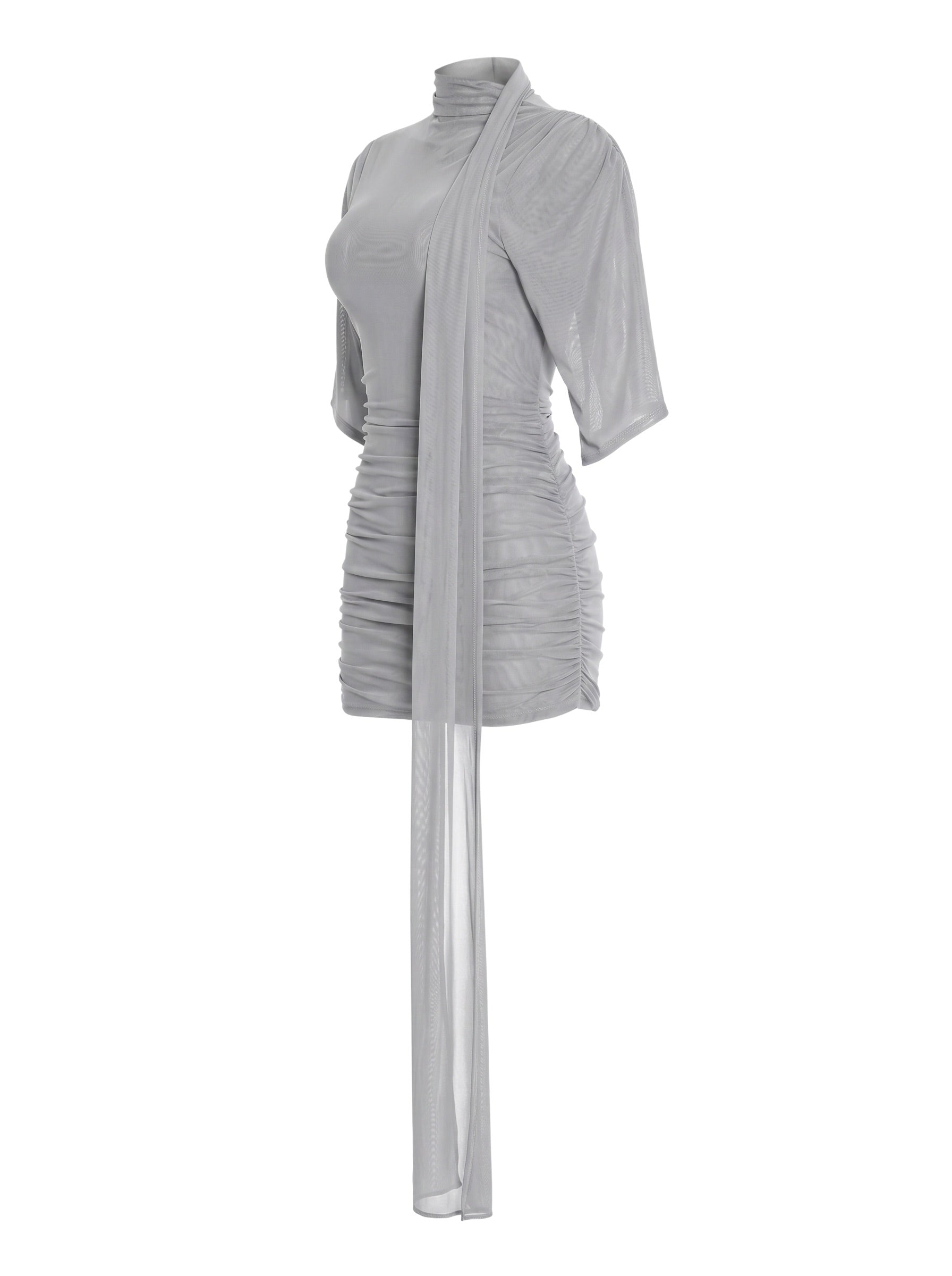 Slated Ruched Mini Dress – Grey