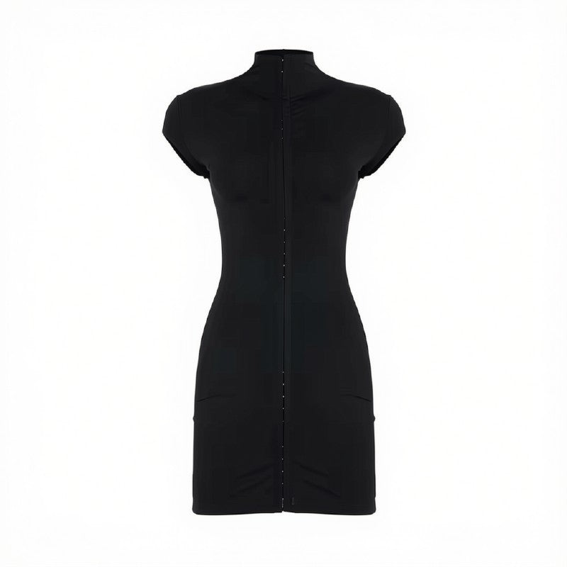 Allured High Neck Mini Dress – Black