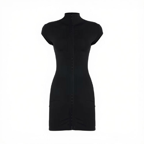 Allured High Neck Mini Dress – Black
