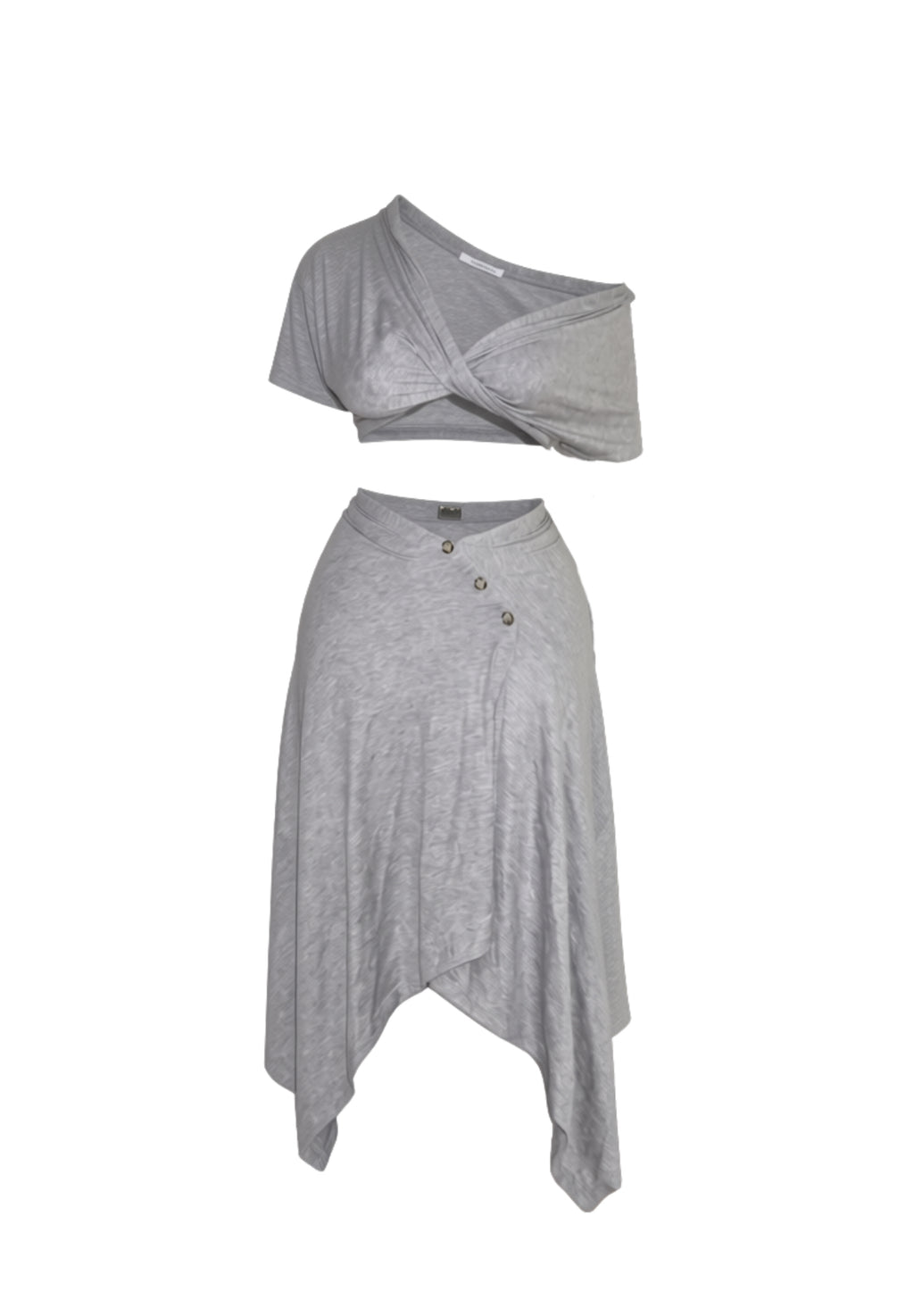 Allured twist skirt co-ord set - grey