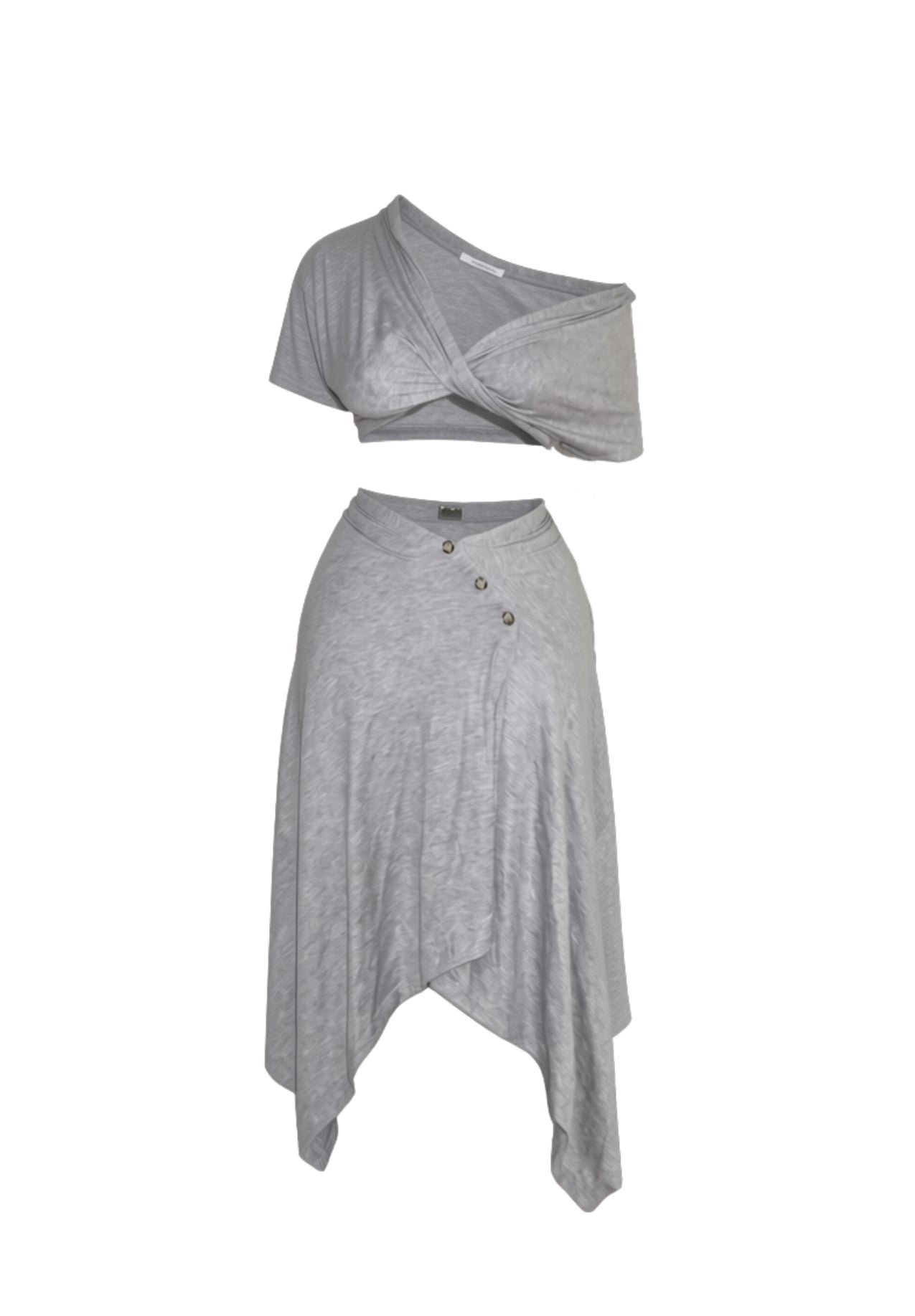 Allured twist skirt co-ord set - grey