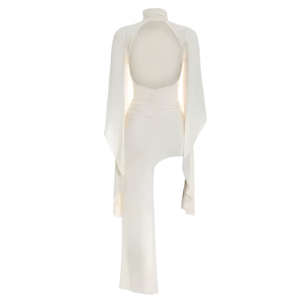 Solène Asymmetric Draped Maxi Dress – Ivory