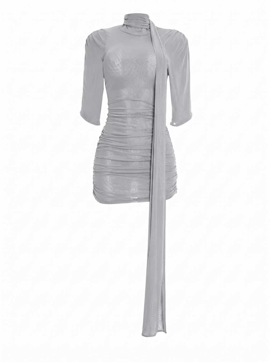 Slated Ruched Mini Dress – Grey