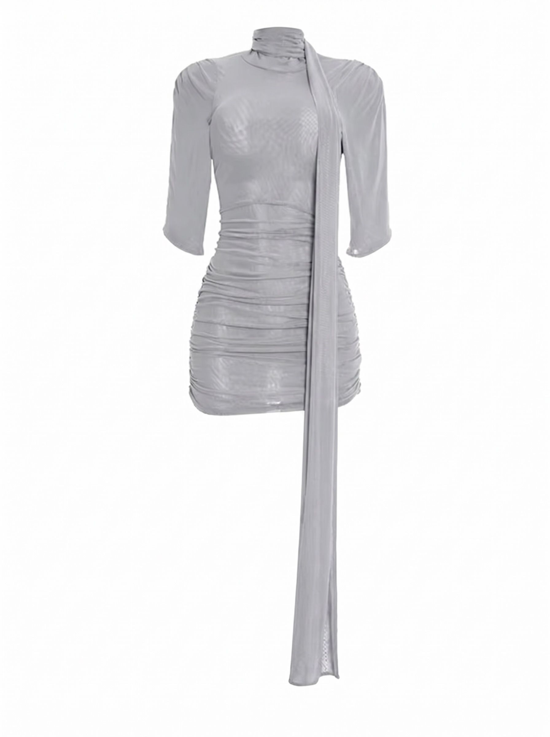Slated Ruched Mini Dress – Grey