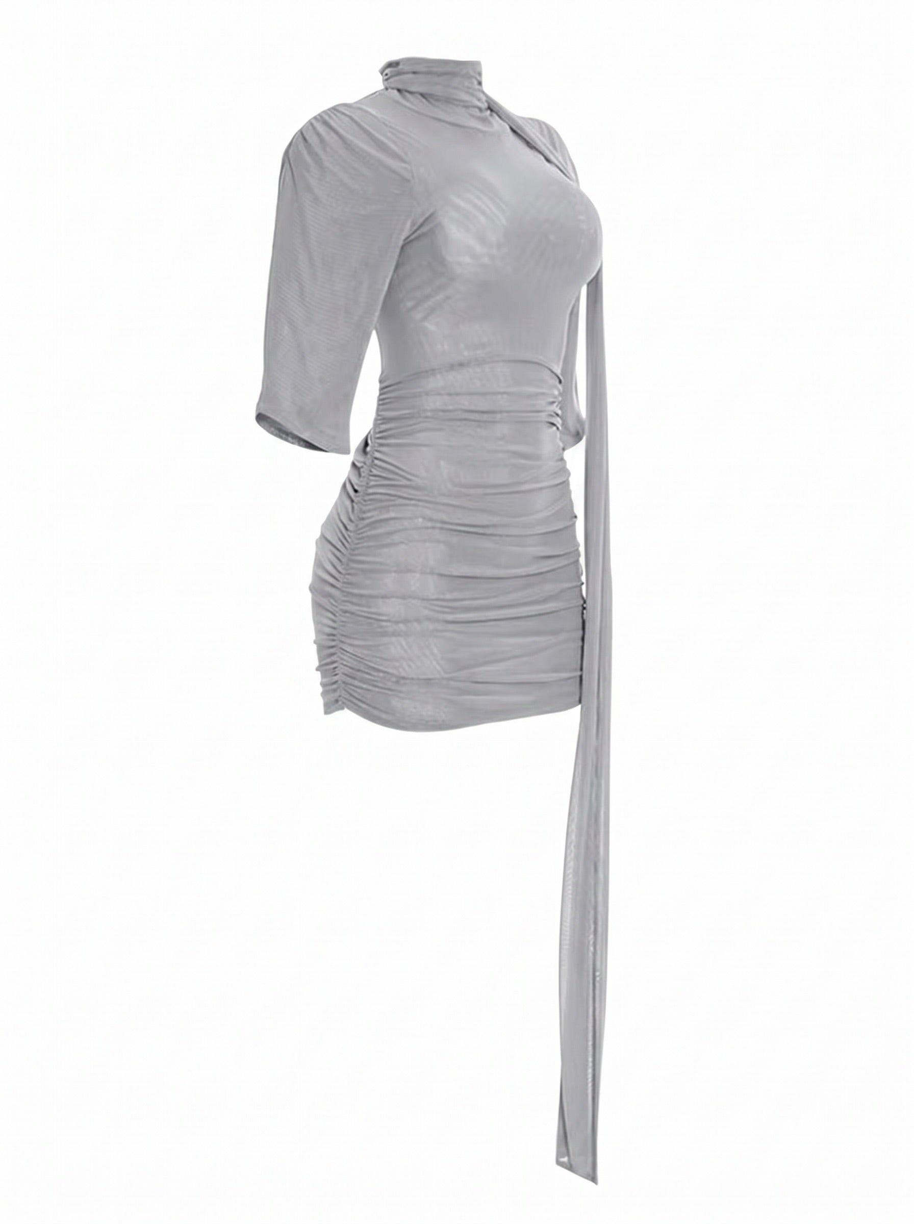 Slated Ruched Mini Dress – Grey