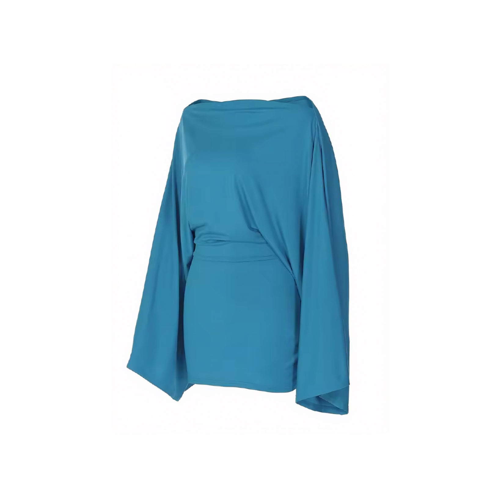 Azure Draped Mini Dress – Teal