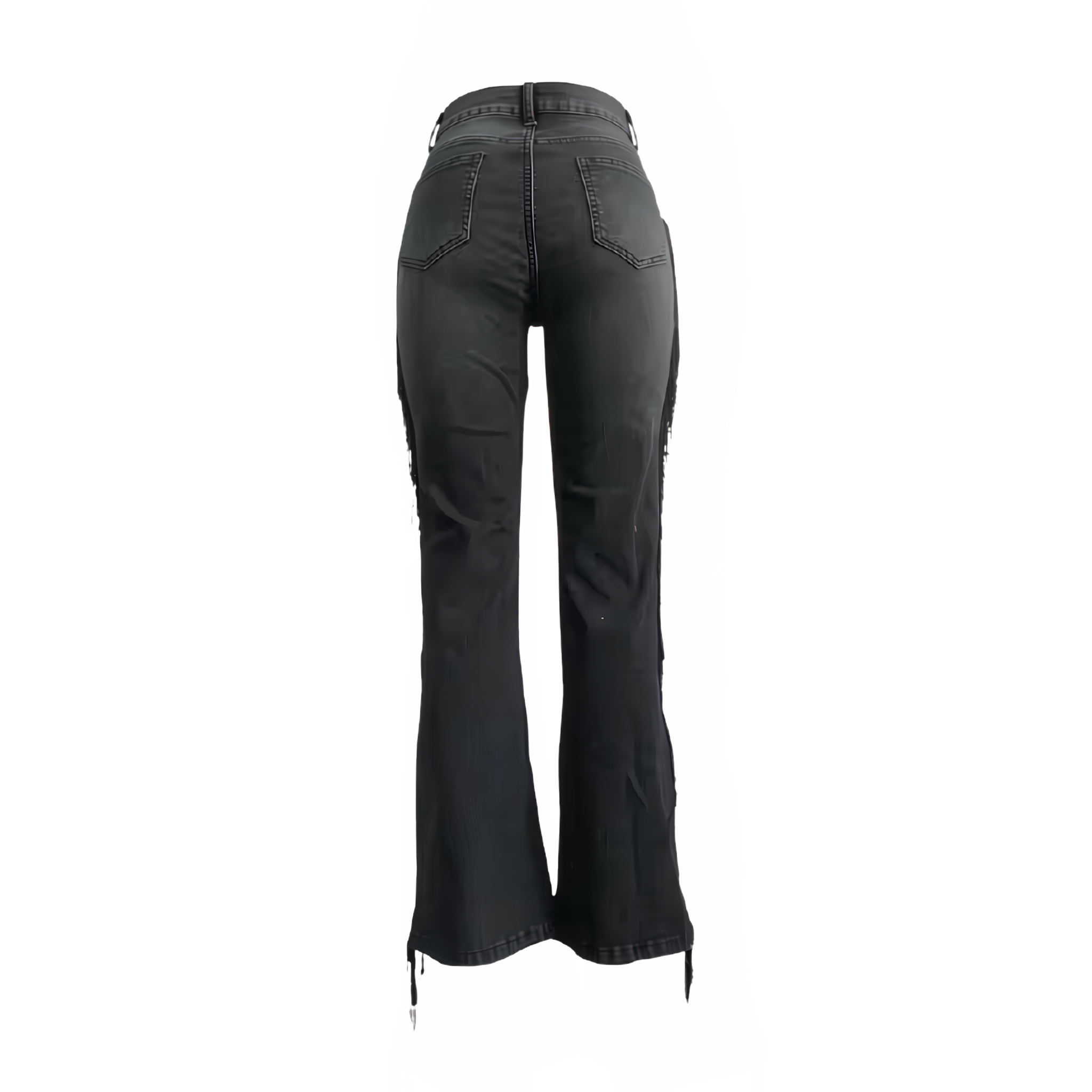 Outlaw Fringe Flare Jeans – Washed Black