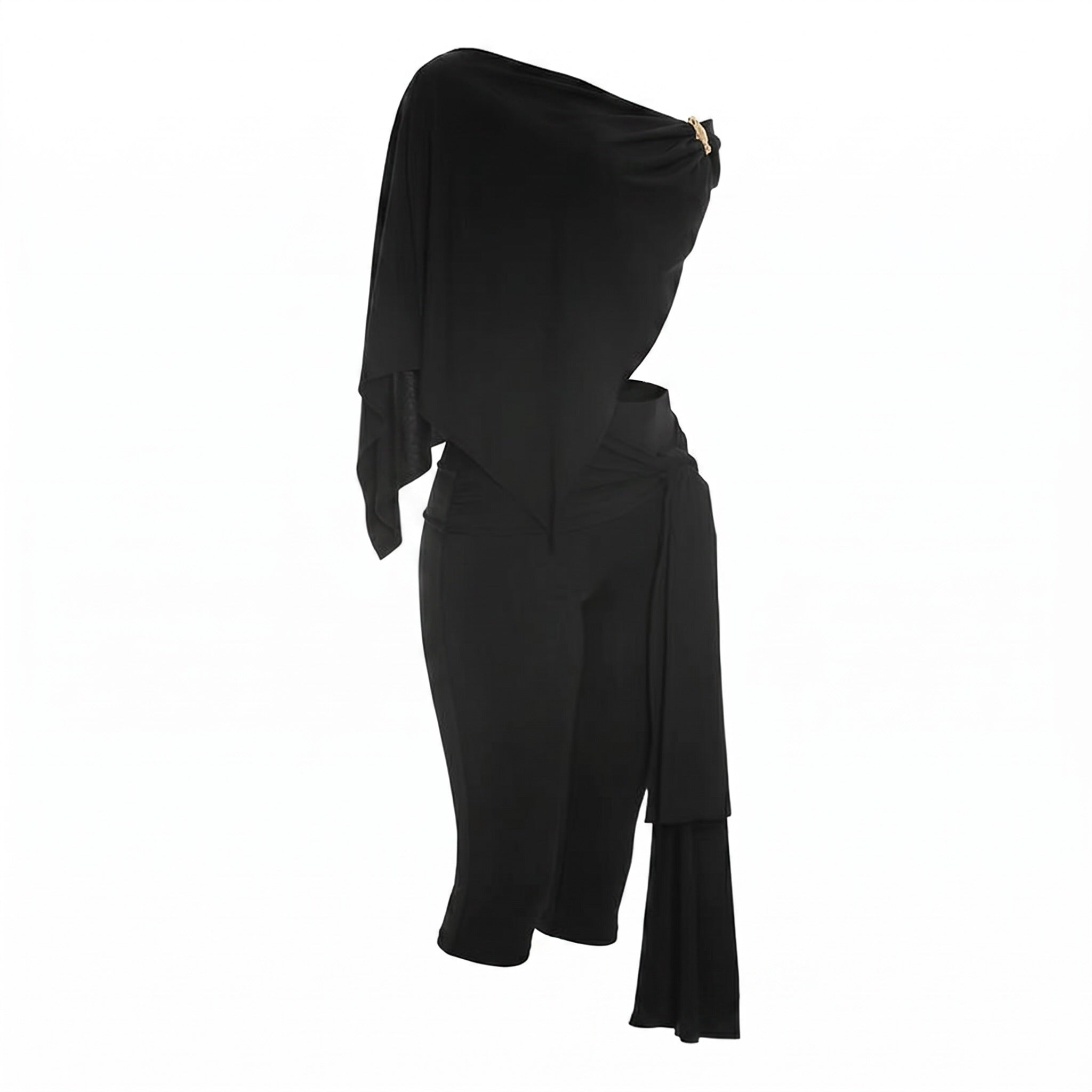 Oryx One Shoulder Capri Co-ord Set – Black