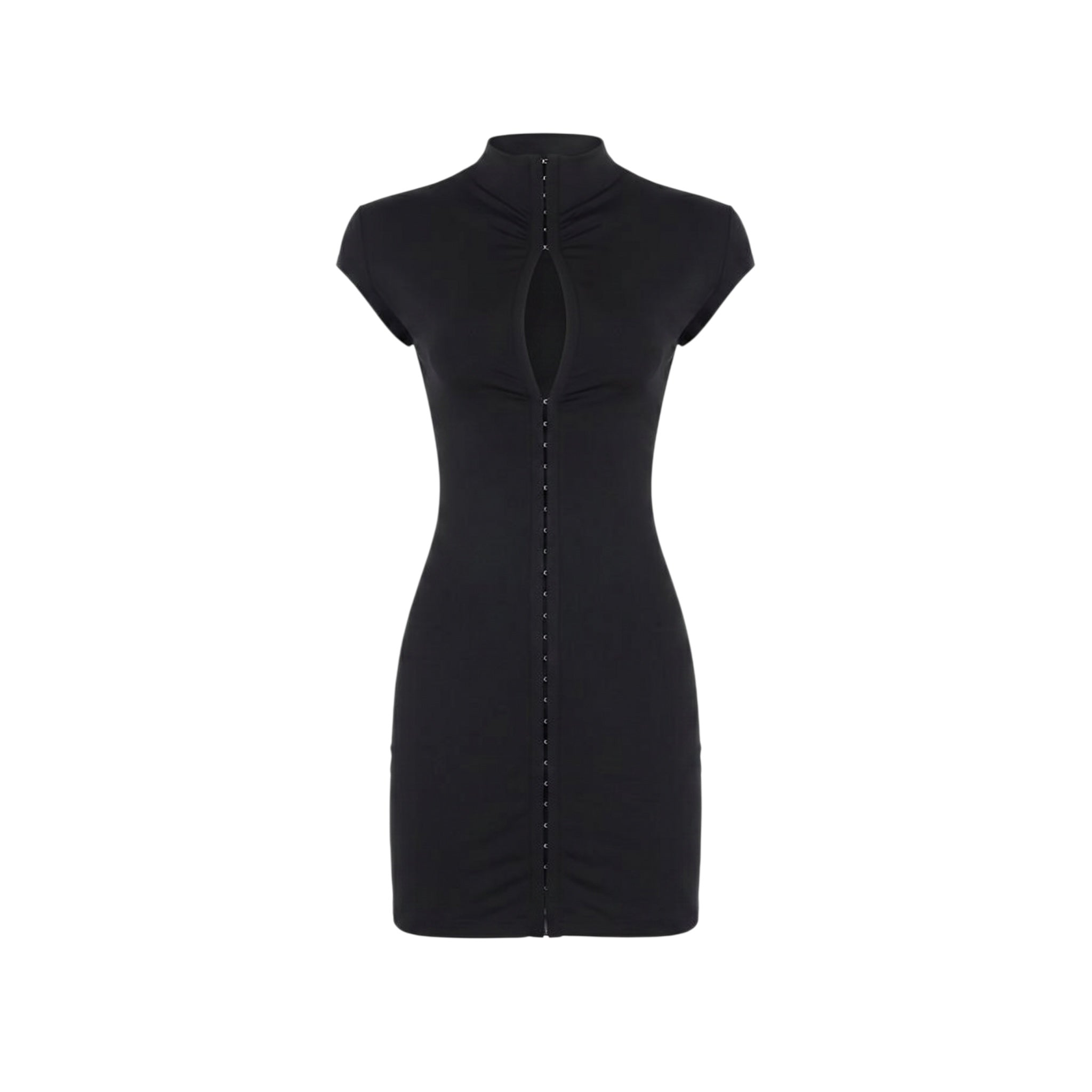 Allured High Neck Mini Dress – Black