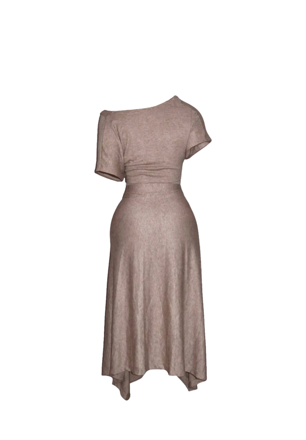 Allured twist skirt co-ord set - Taupe