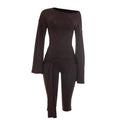 Mosea Asymmetric Capri Co-Ord Set – Brown
