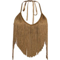 Golden Hour Fringe Halter Top – Gold