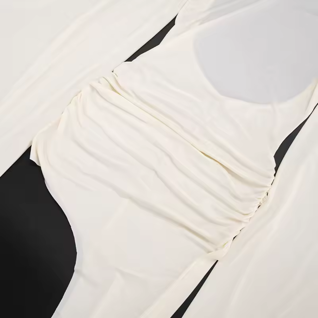 Solène Asymmetric Draped Maxi Dress – Ivory