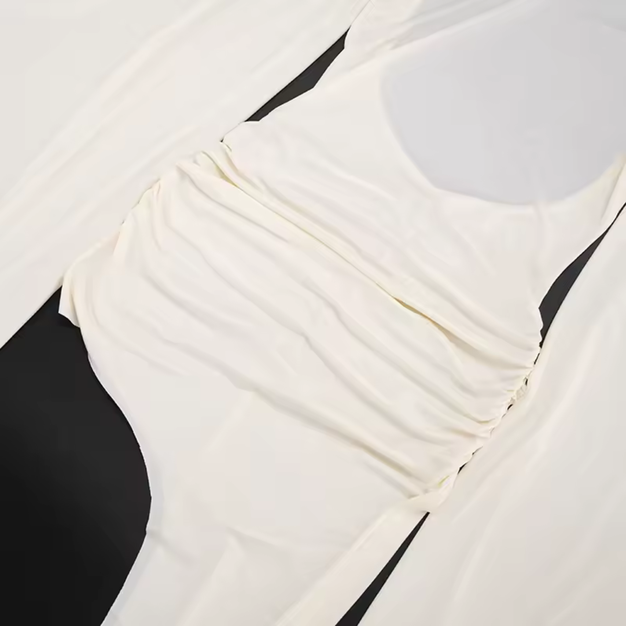Solène Asymmetric Draped Maxi Dress – Ivory
