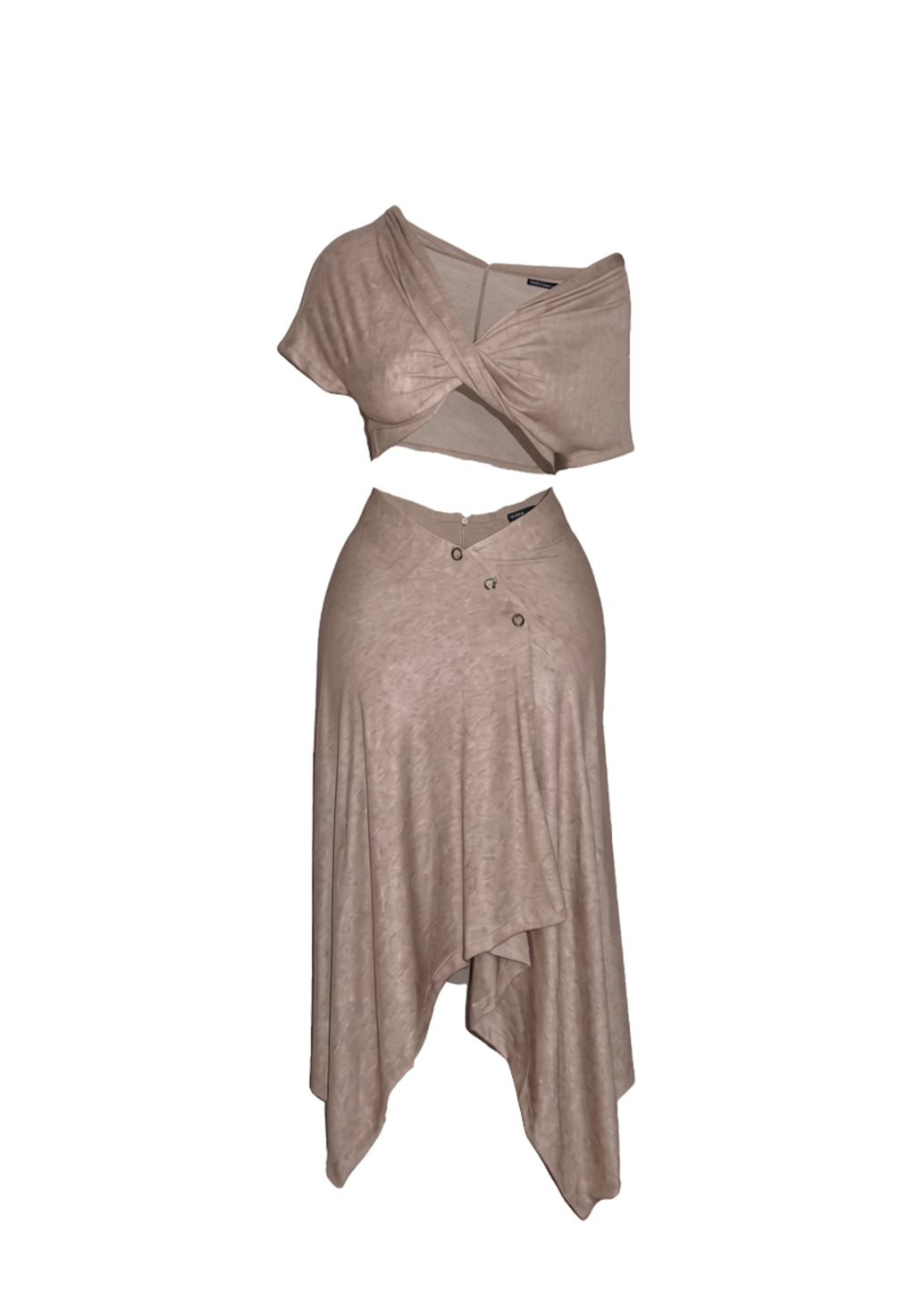 Allured twist skirt co-ord set - Taupe