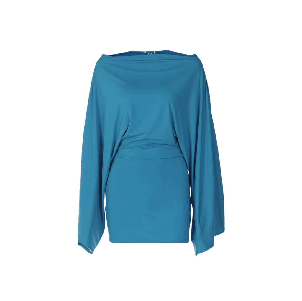 Azure Draped Mini Dress – Teal